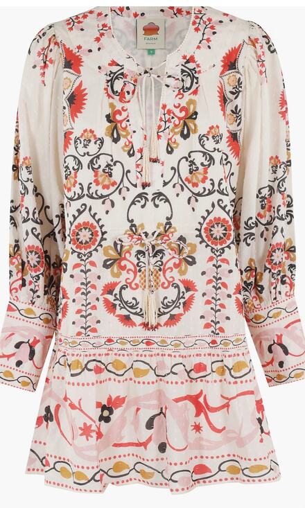 Dresses & Skirts - Farm Rio Cream Cashew Mandala Mini Dress, Small